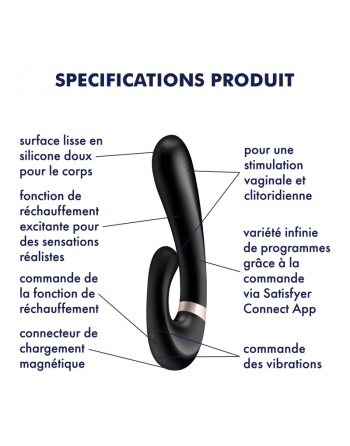 Stimulateur clitoridien et Vibromasseur point G Satisfyer Heat Wave Connect App - Noir