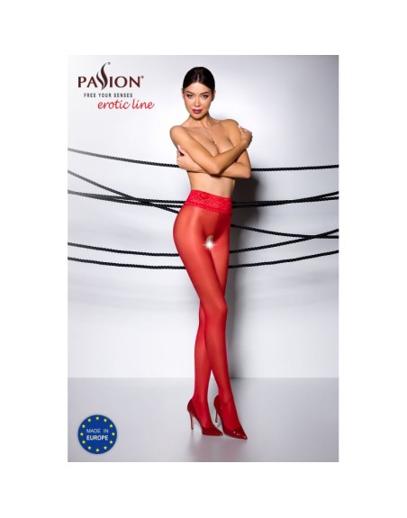 TI008R Collants ouverts 30 DEN - Rouge