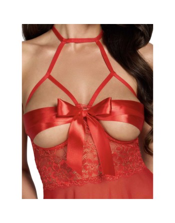 Sexy Kiss 247 babydoll et ruban de satin - Rouge